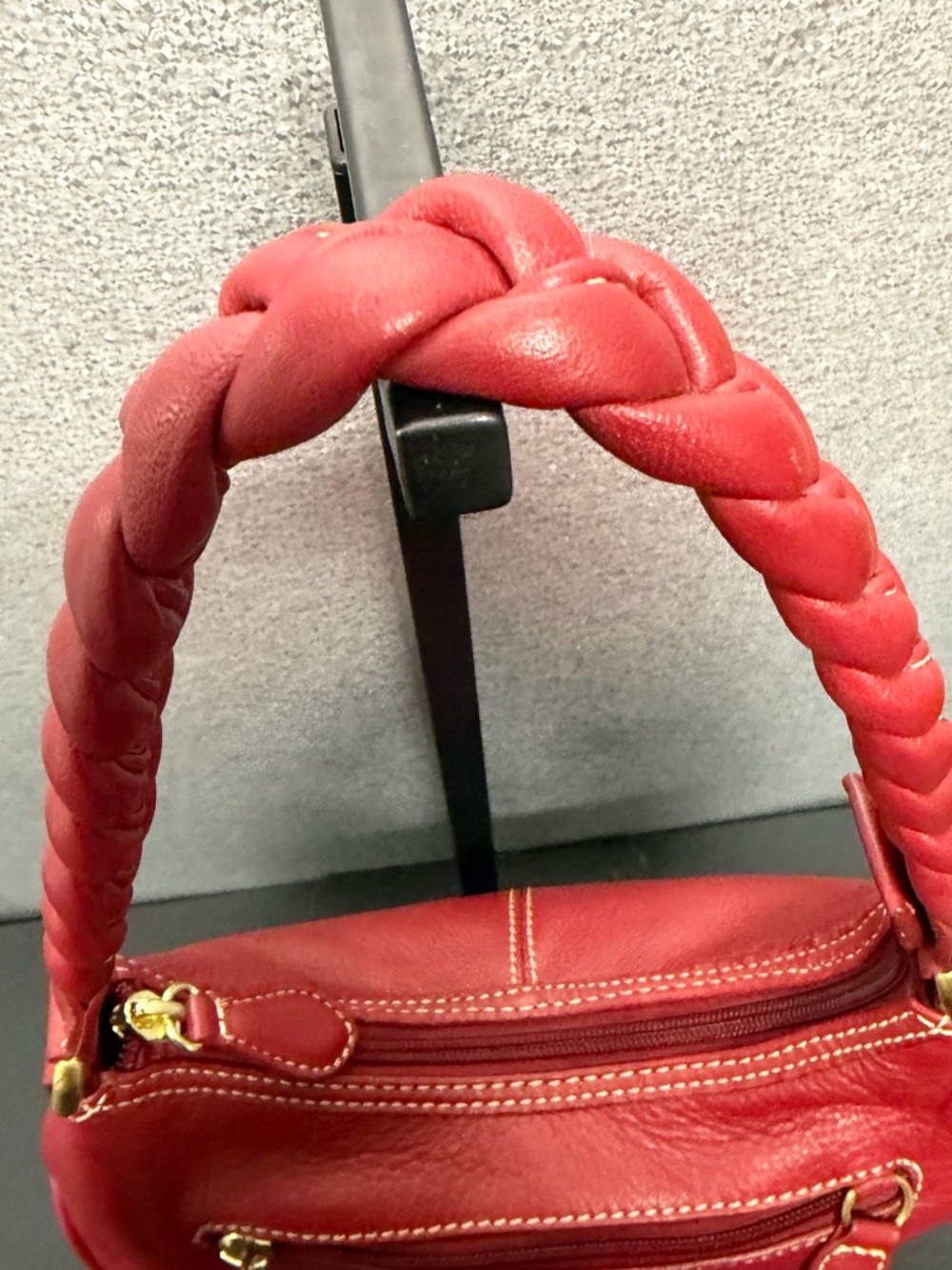 Wilsons Leather Red Mini Shoulder Bag Braided Strap Y2K - Picture 5 of 9